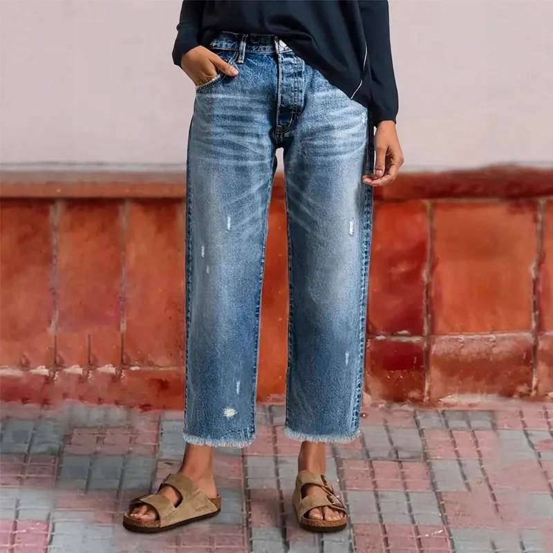 Ida | Klassische Damen kurze Jeans Straight-Cut
