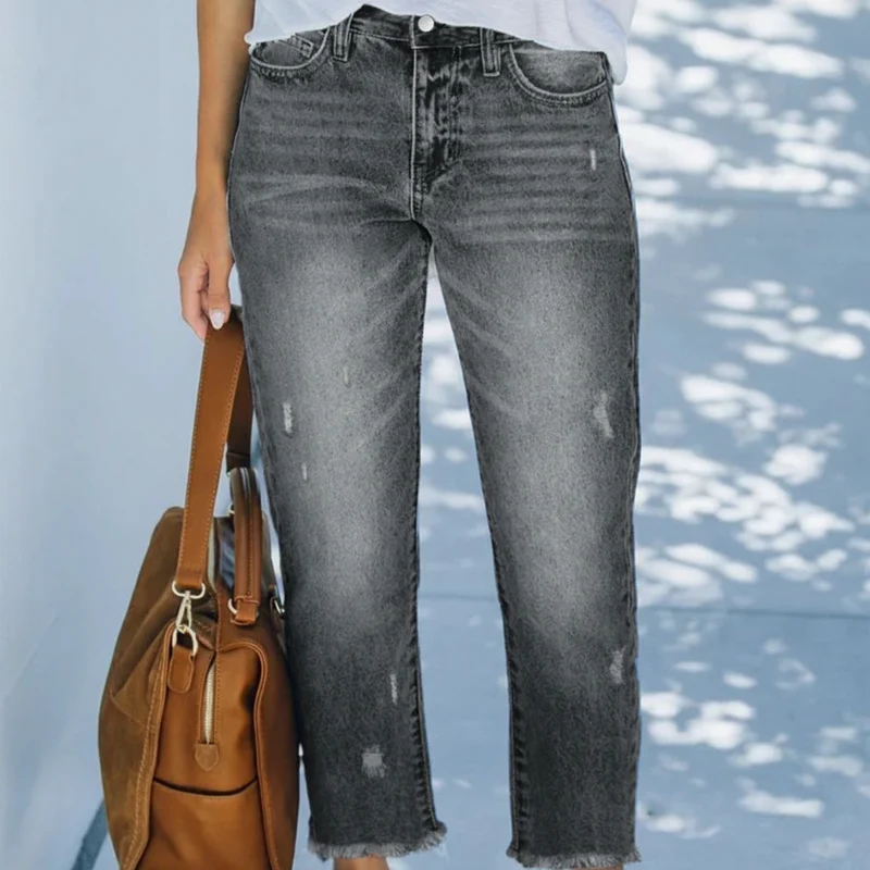 Ida | Klassische Damen kurze Jeans Straight-Cut