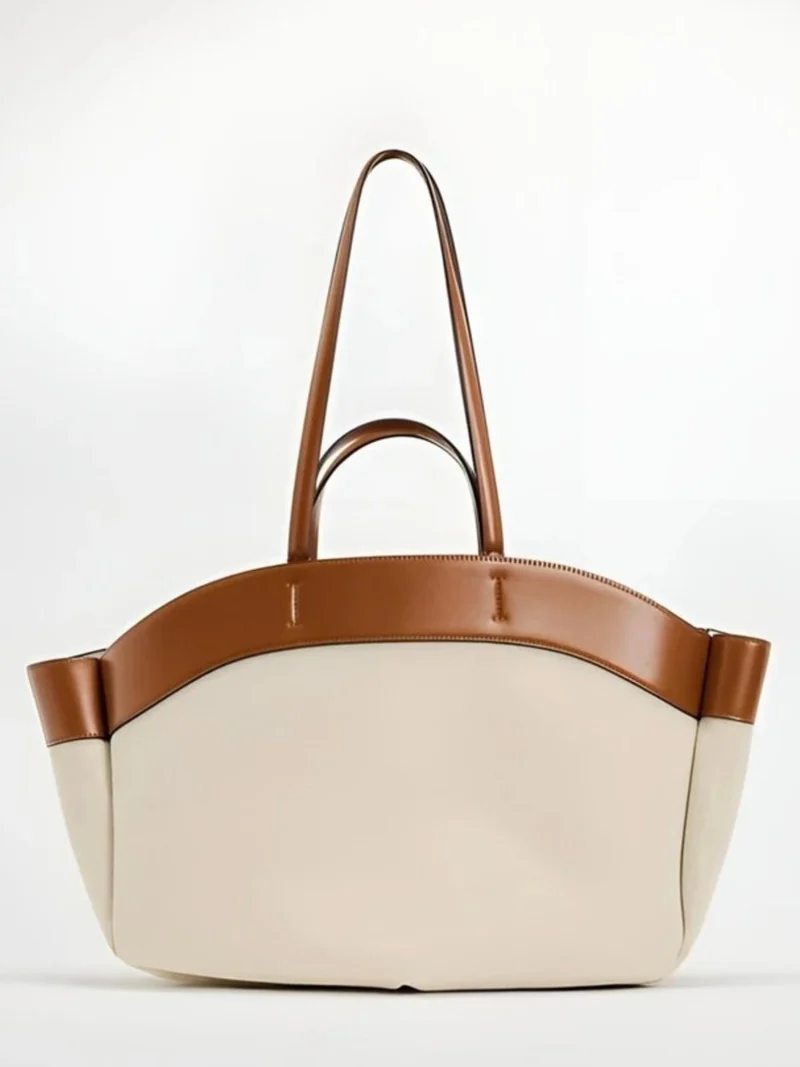 Fiona | Damen Grosse Canvas Schultertasche mit Lederdetails