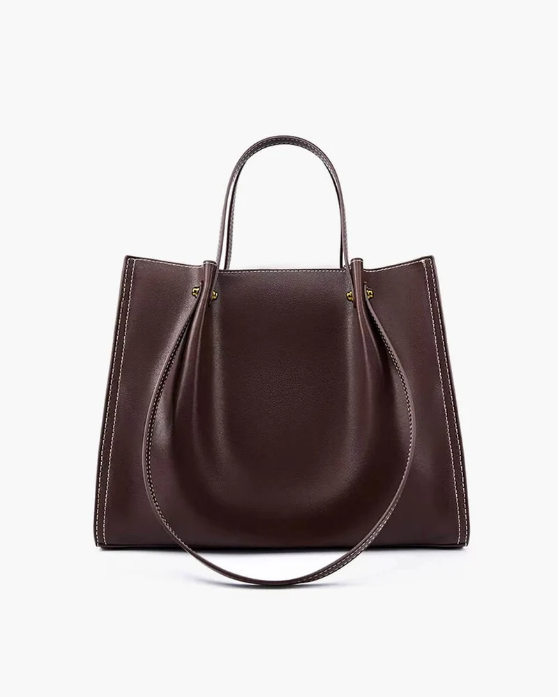 Elena | Damen Strukturierte Vegane-Leder Tasche mit Kontraststich