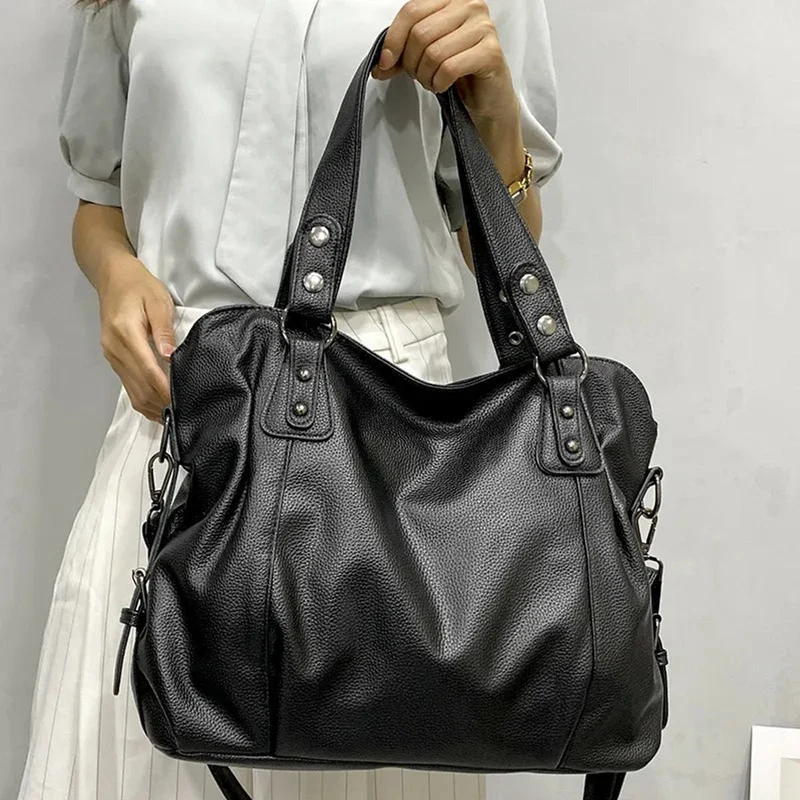 Theresa | Damen Große Leder-Look Shopper-Tasche mit Nieten