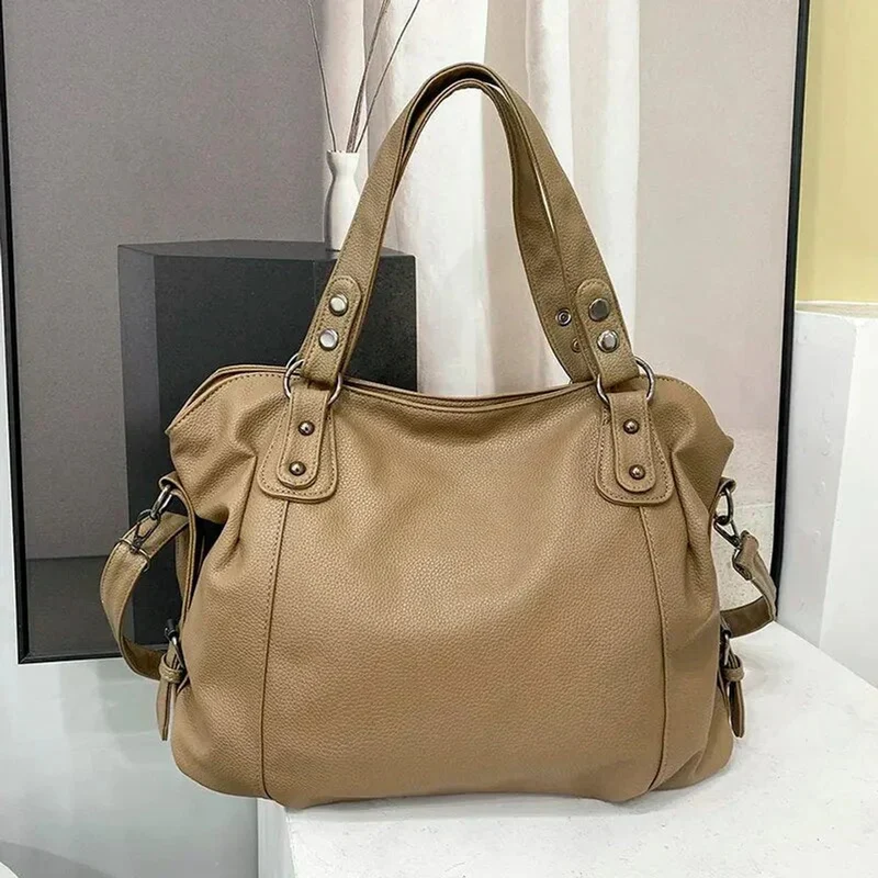 Theresa | Damen Große Leder-Look Shopper-Tasche mit Nieten