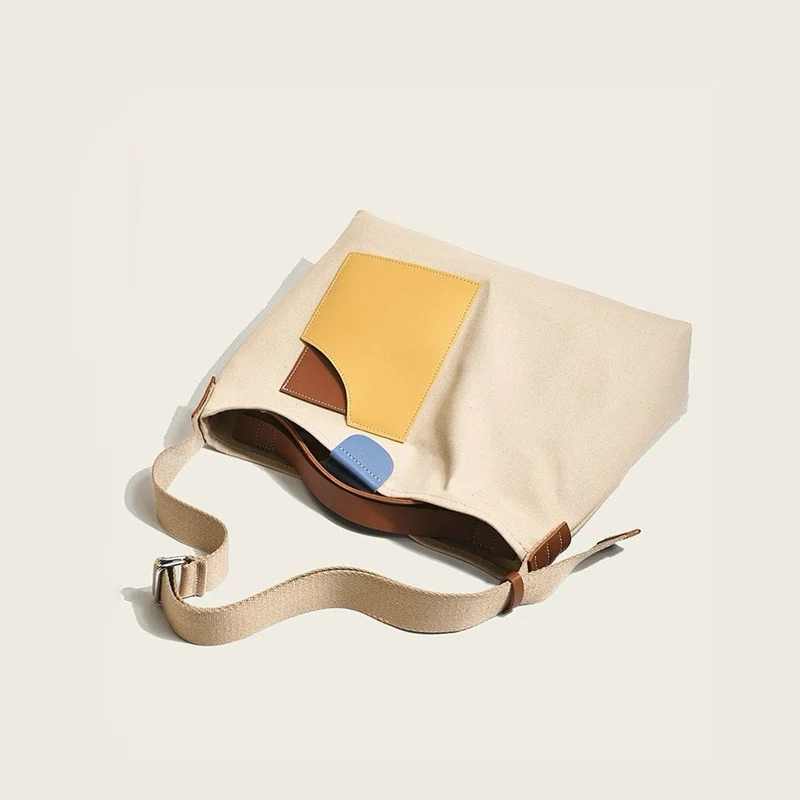 Katharina | Damen Canvas Schultertasche mit modernem Farbblock-Design