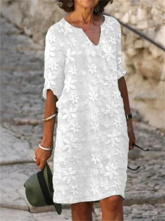 Katharina | Damen Elegantes Sommerkleid mit Blumendruck