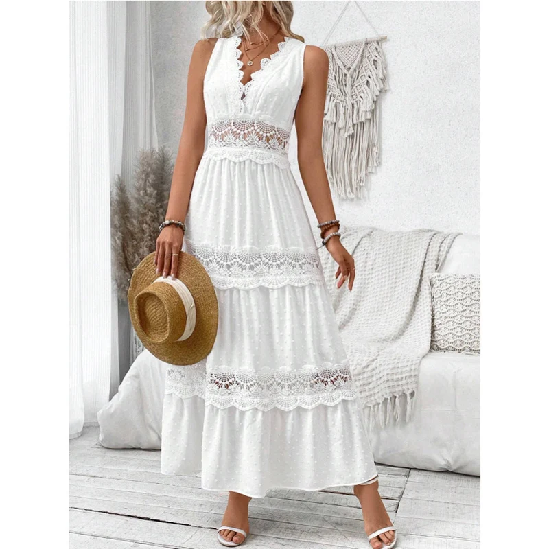 Carla | Damen Elegantes Spitzen-Midikleid