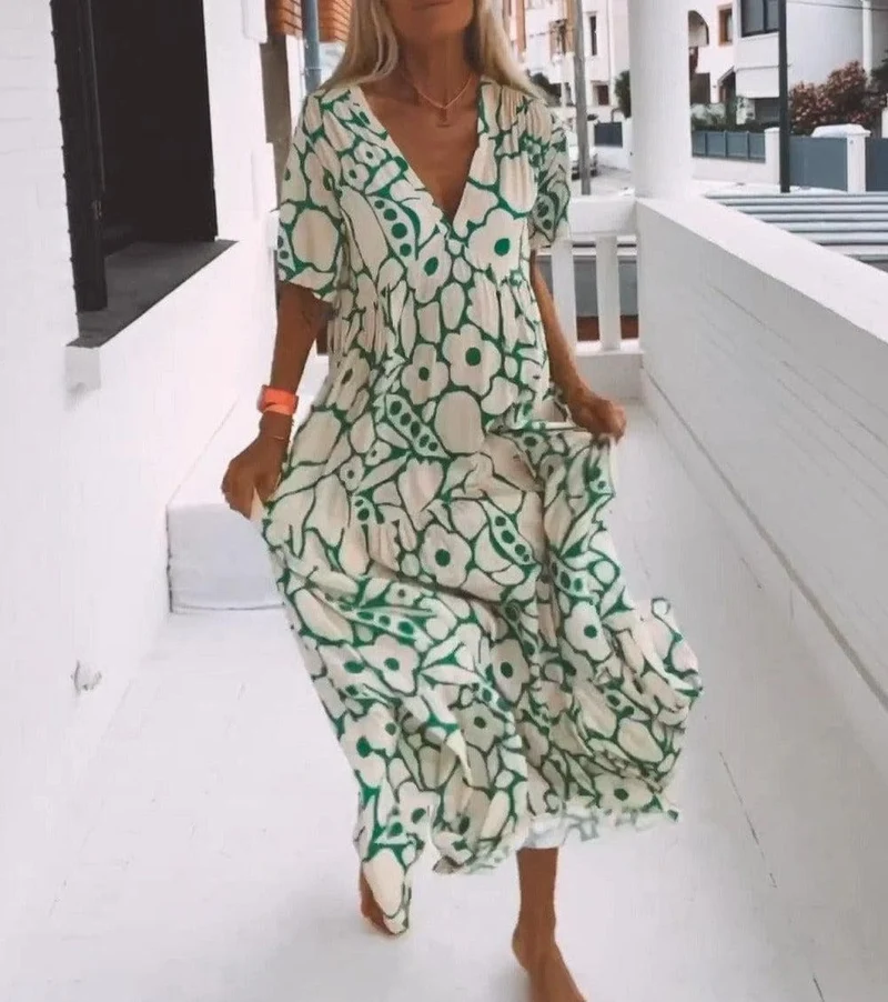 Emilia | Damen Sommer-Maxikleid mit Blumenmuster
