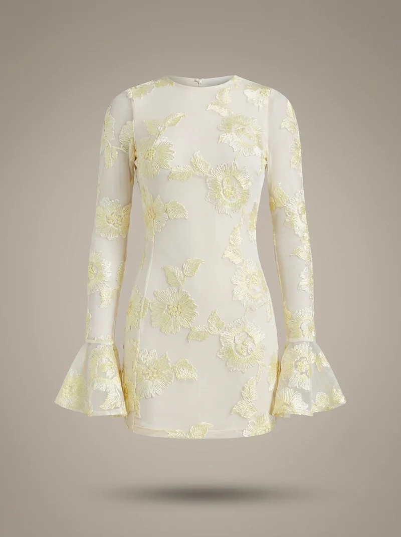 Melina | Jurk Dames Aansluitend Bloemenprint Flare Mouwen