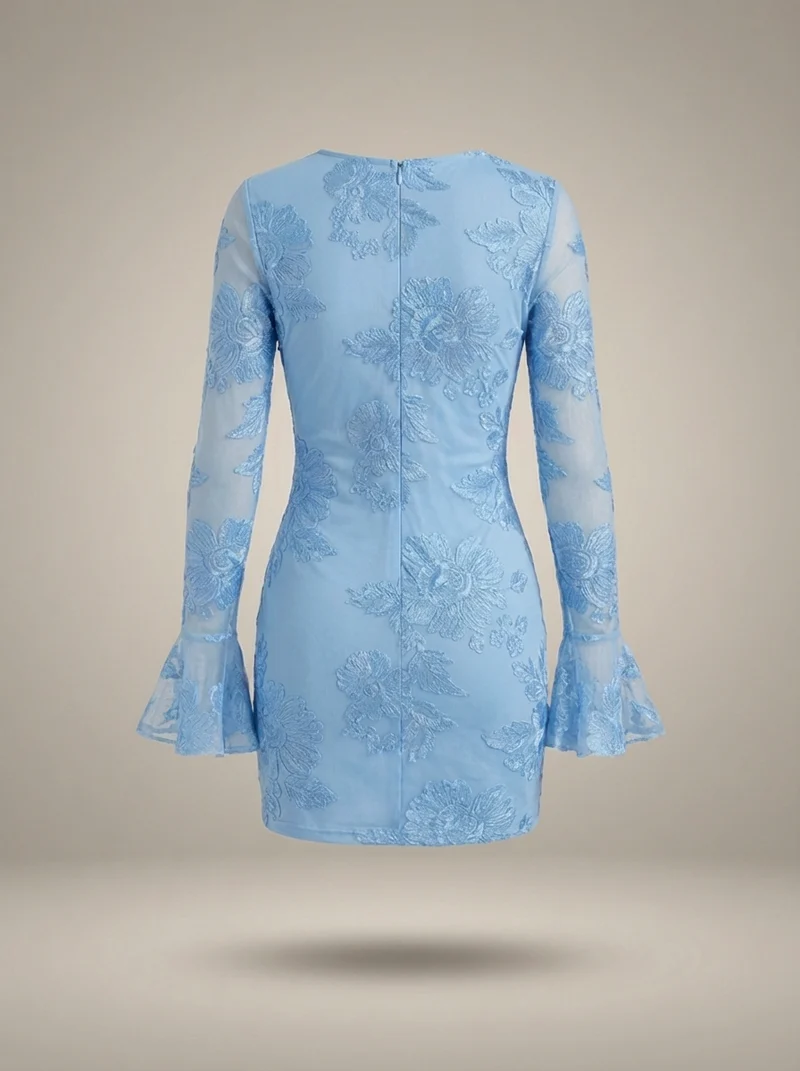 Melina | Jurk Dames Aansluitend Bloemenprint Flare Mouwen