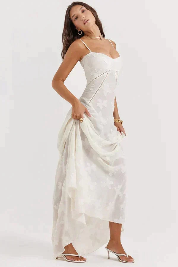 Amelie | Weißes trendiges Maxi-Sommerkleid Wedding guest