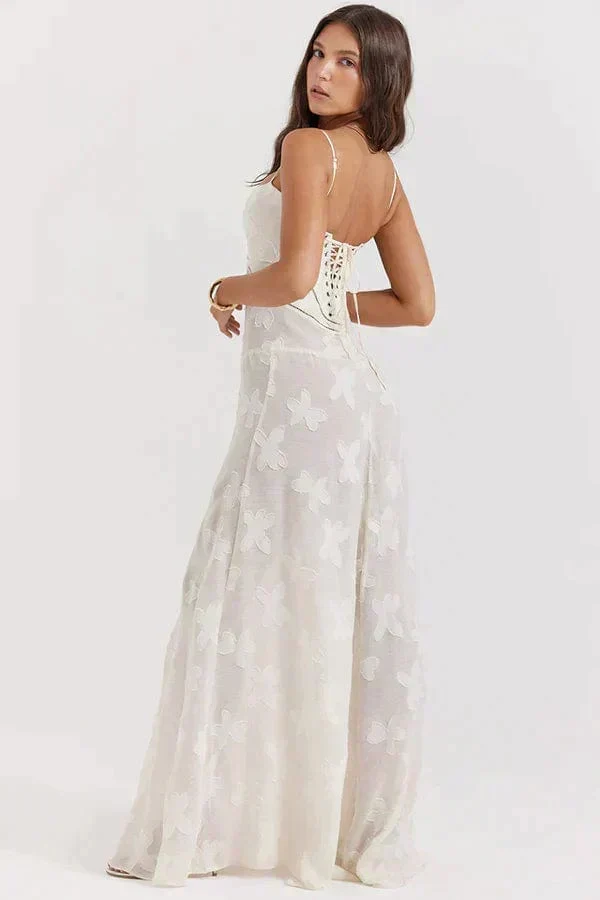 Amelie | Weißes trendiges Maxi-Sommerkleid Wedding guest