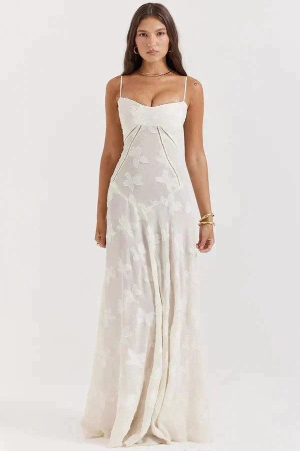 Amelie | Weißes trendiges Maxi-Sommerkleid Wedding guest