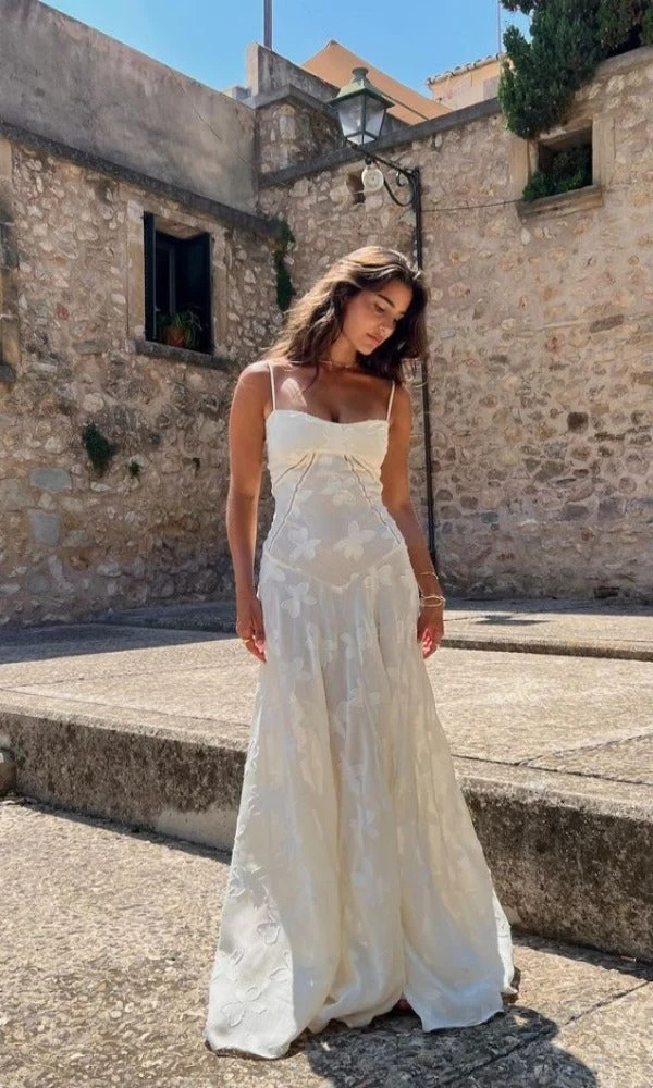 Amelie | Weißes trendiges Maxi-Sommerkleid Wedding guest