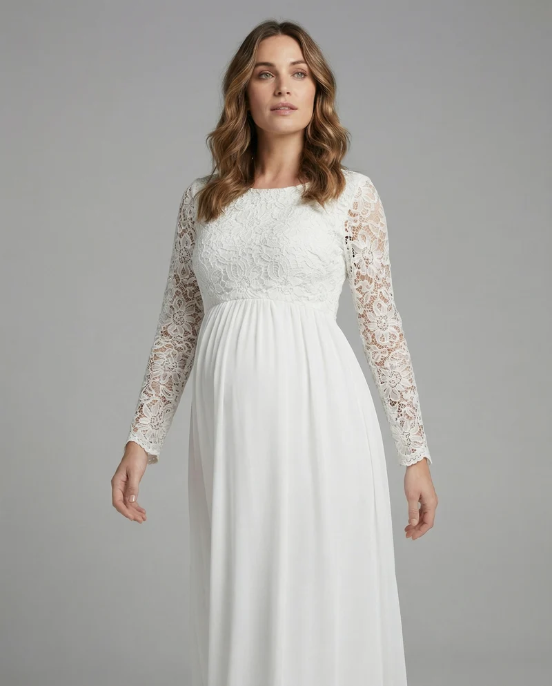 Nele | Ausschnitte, Spitze, Chiffon, Rundhalsausschnitt, lange Ärmel,