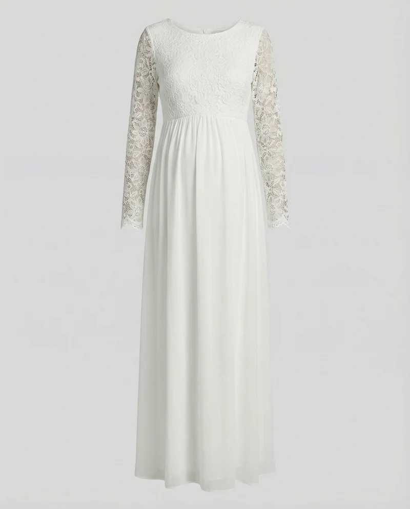 Nele | Ausschnitte, Spitze, Chiffon, Rundhalsausschnitt, lange Ärmel,