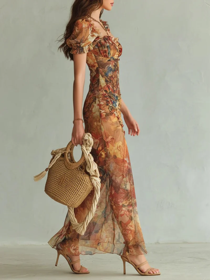 Helena | Damen Elegantes Maxikleid im Boho-Stil