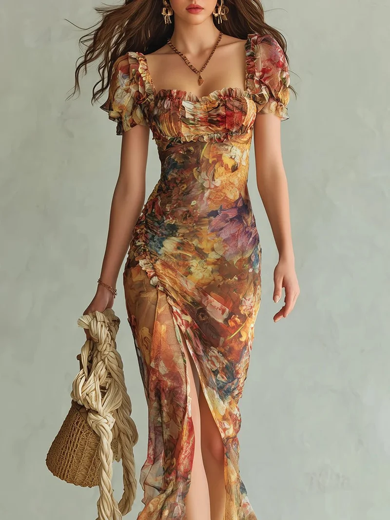 Helena | Damen Elegantes Maxikleid im Boho-Stil