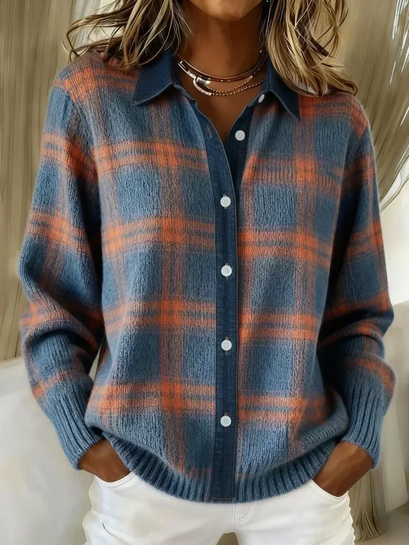 Sophia | Damen Gemusterter Klassischer Cardigan