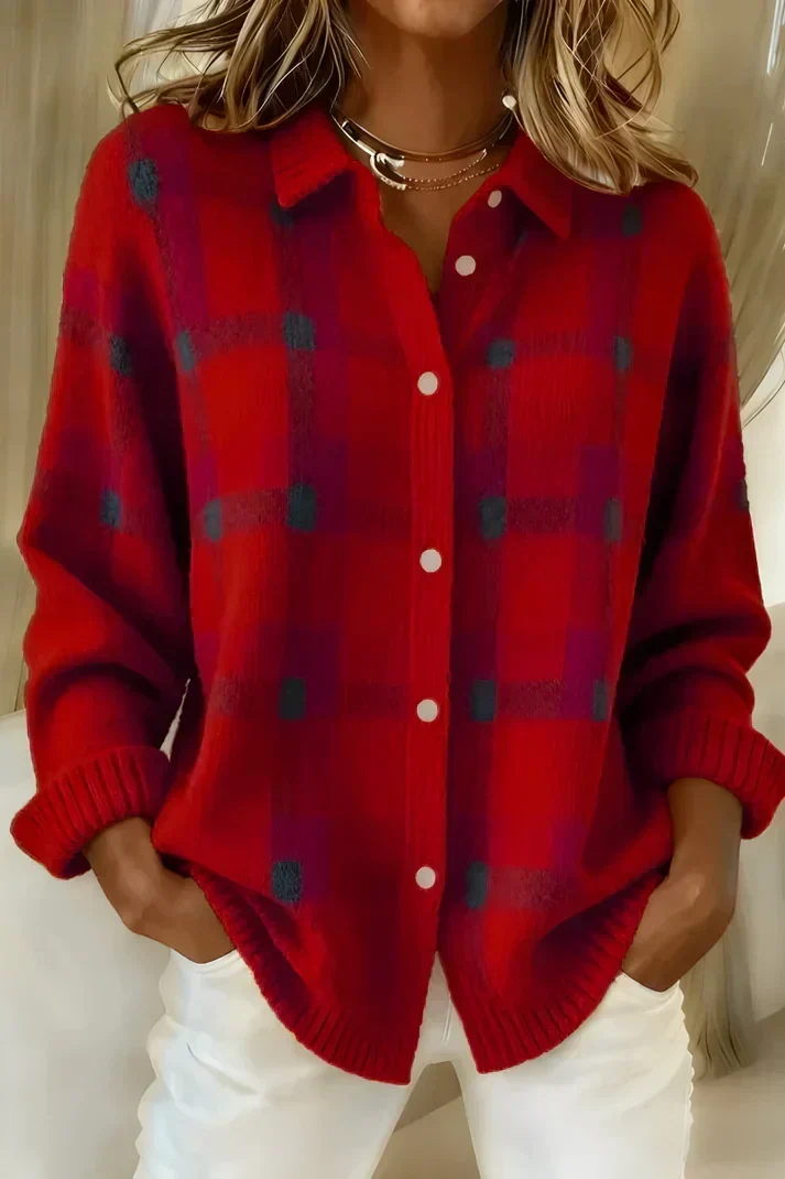 Sophia | Damen Gemusterter Klassischer Cardigan