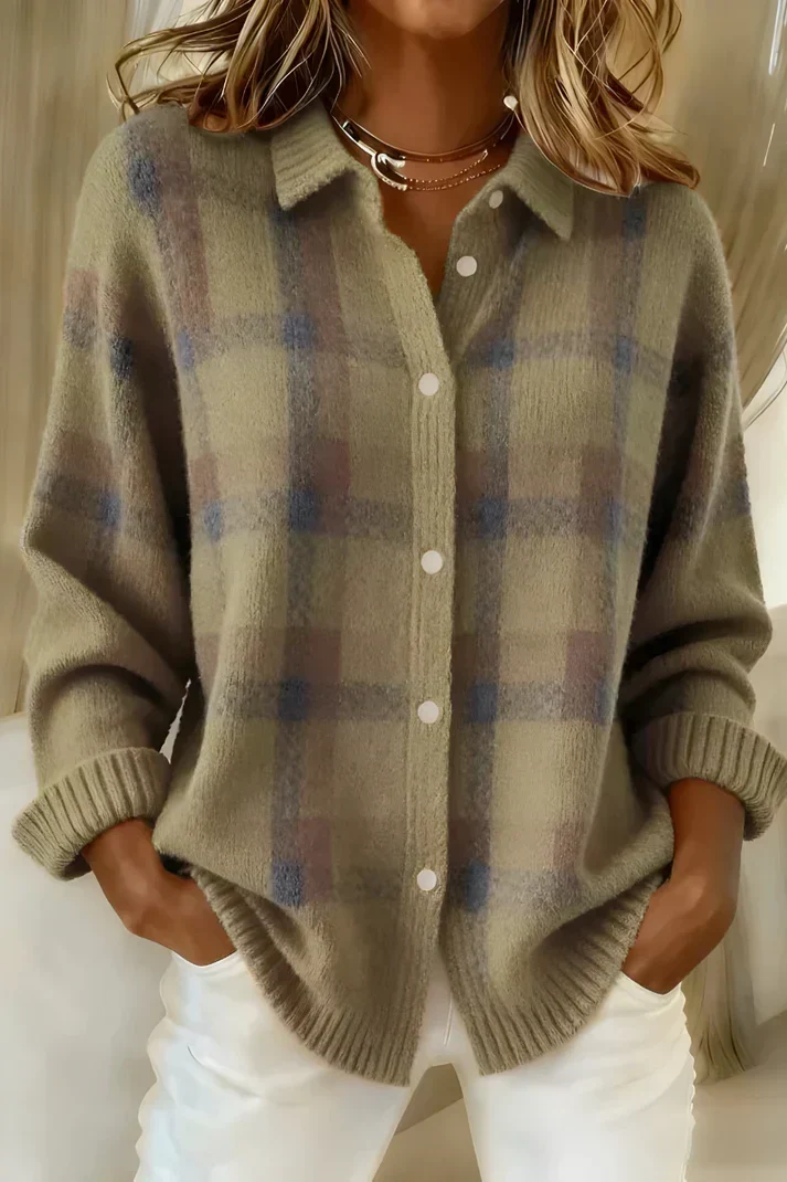 Sophia | Damen Gemusterter Klassischer Cardigan
