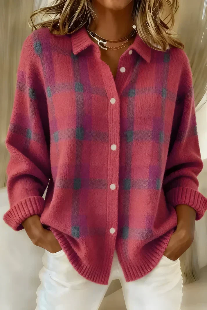 Sophia | Damen Gemusterter Klassischer Cardigan