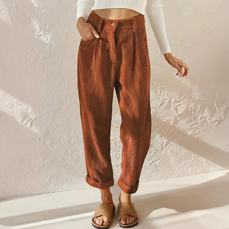 Mia | Damen Hochbund Rippenhosen