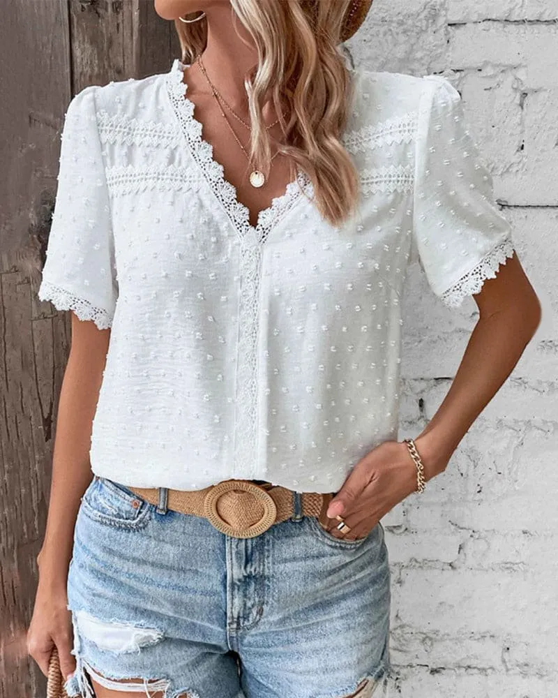 Alina | Elegante Spitzen-Bluse im Boho-Stil