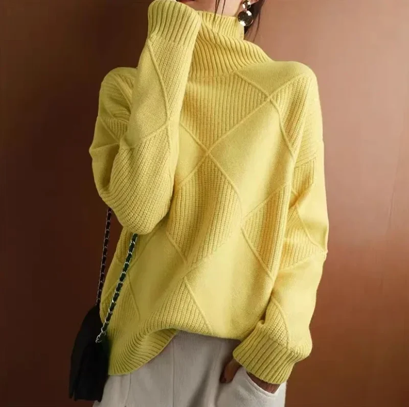 Lea | Damen Casual Gestrickt Pullover mit Kragen