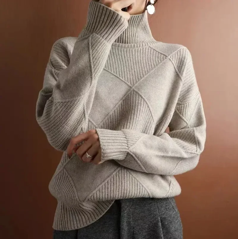 Lea | Damen Casual Gestrickt Pullover mit Kragen