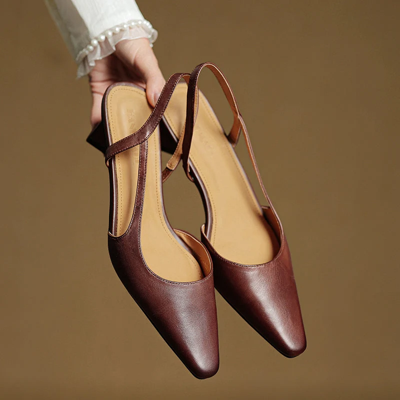 Lara | Damen Casual Leder Absatzschuhe