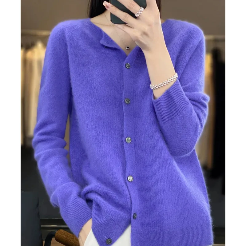 Miriam | Damen Bequem Woll Strickjacke