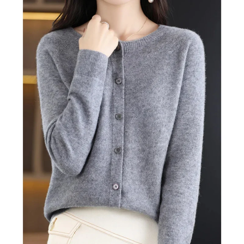 Miriam | Damen Bequem Woll Strickjacke