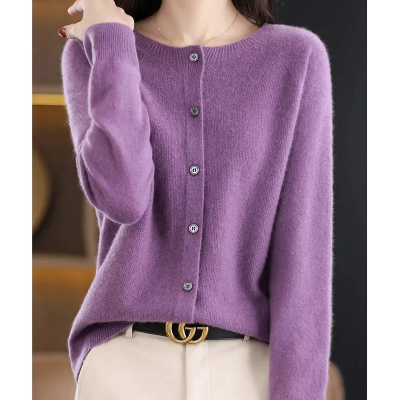 Miriam | Damen Bequem Woll Strickjacke