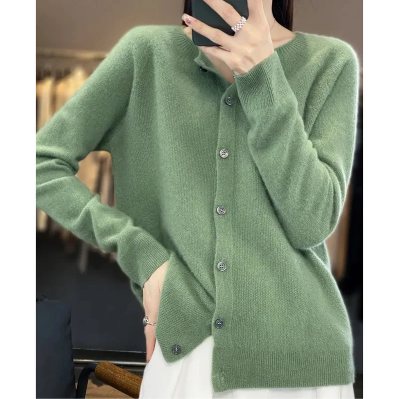 Miriam | Damen Bequem Woll Strickjacke
