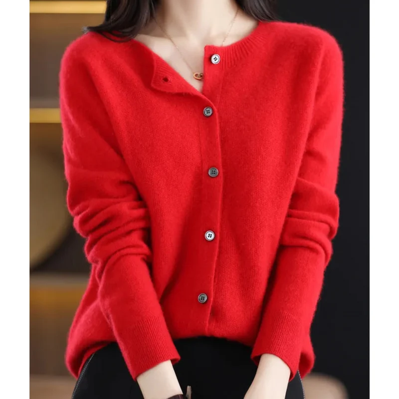 Miriam | Damen Bequem Woll Strickjacke