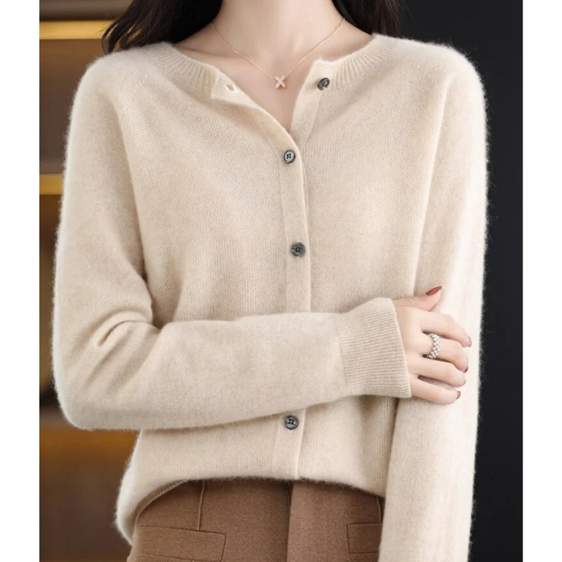 Miriam | Damen Bequem Woll Strickjacke
