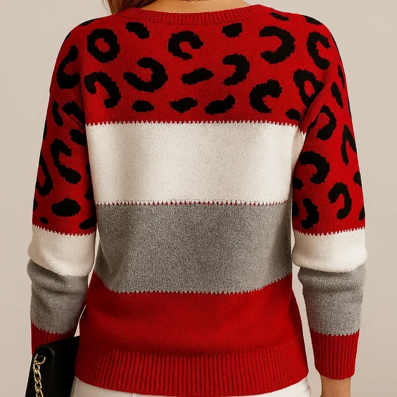Carolin | Damen Casual Leopardenmuster Pullover