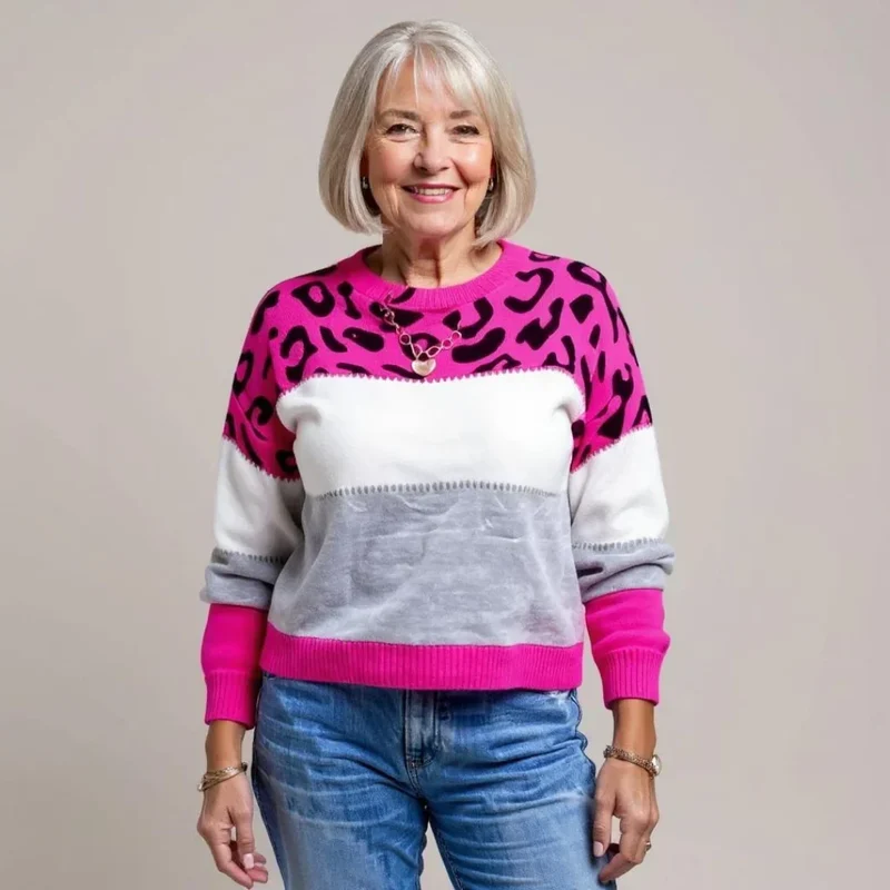 Carolin | Damen Casual Leopardenmuster Pullover