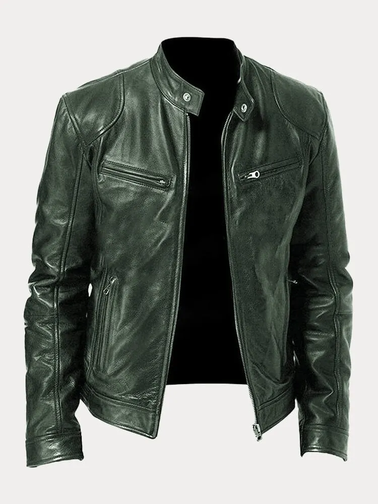 Florian | Herren Klassische Lederjacke mit Reissverschluss