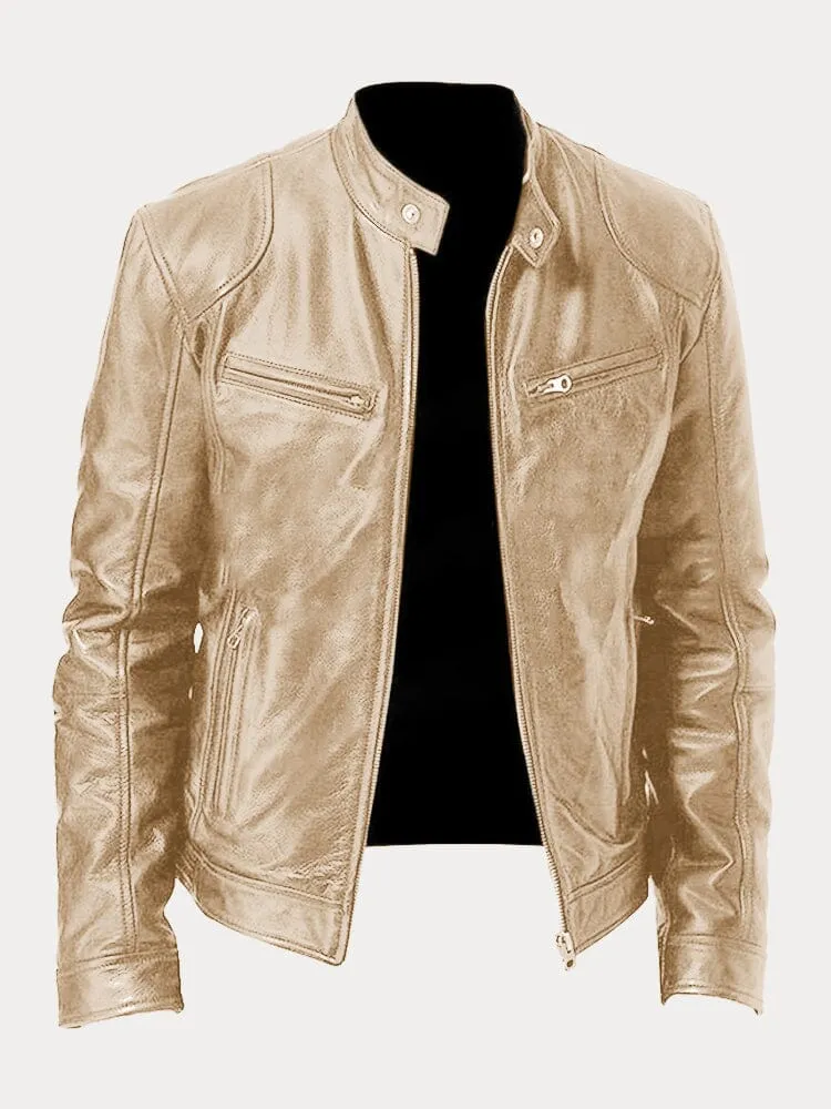 Florian | Herren Klassische Lederjacke mit Reissverschluss