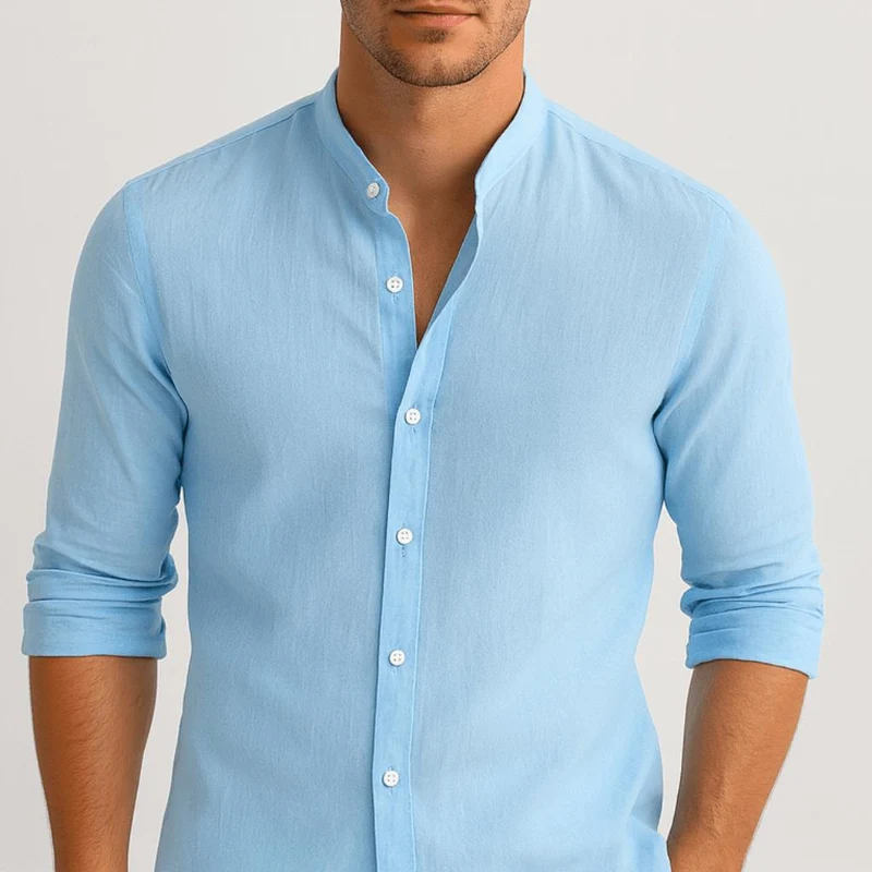 Liam | Herren Stehkragen Leinenhemd