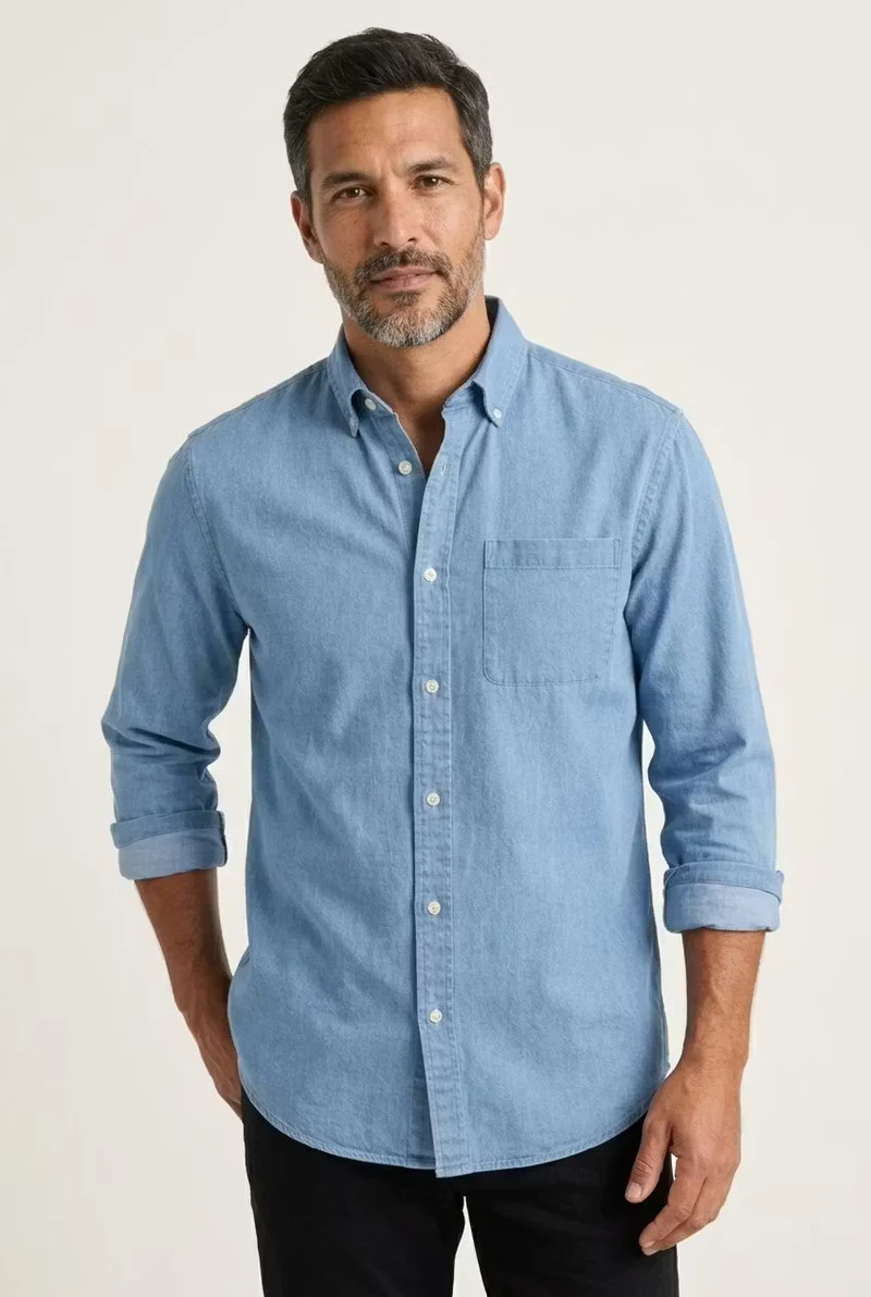 Andreas | Herren Washed Chambray Hemd