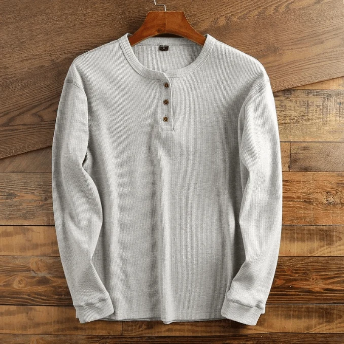 Torsten | Herren Casual Waffelstrick Henleyshirt