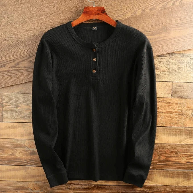 Torsten | Herren Casual Waffelstrick Henleyshirt