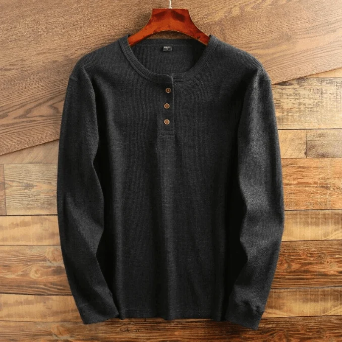 Torsten | Herren Casual Waffelstrick Henleyshirt