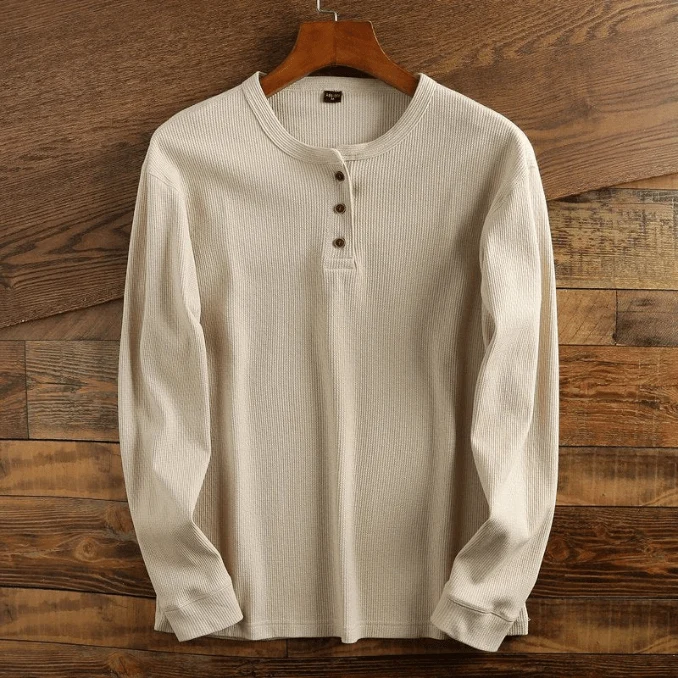 Torsten | Herren Casual Waffelstrick Henleyshirt