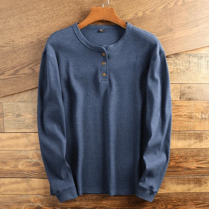 Torsten | Herren Casual Waffelstrick Henleyshirt