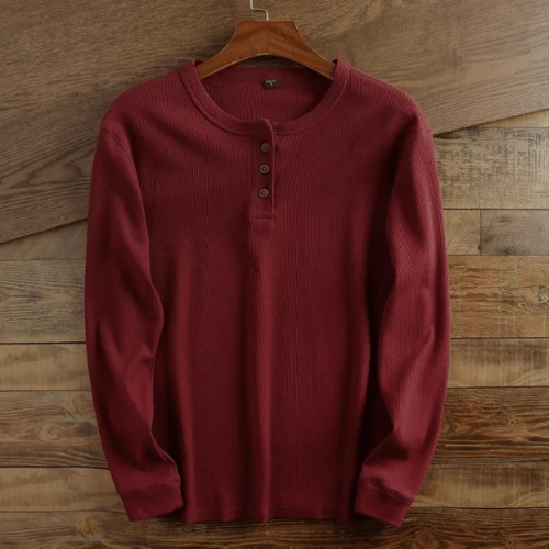 Torsten | Herren Casual Waffelstrick Henleyshirt
