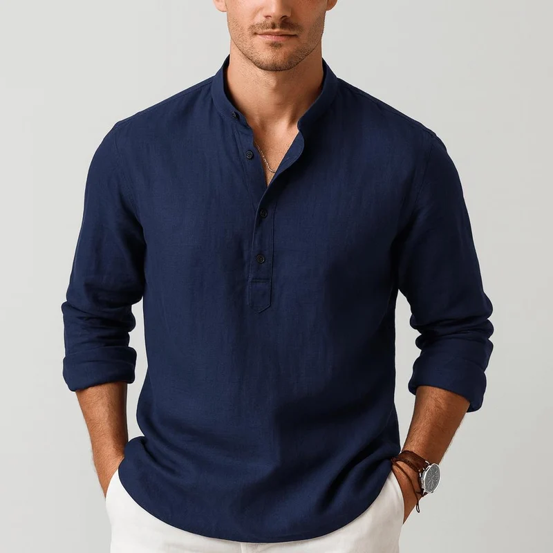 Sven | Herren Sommer Leinen Henleyshirt