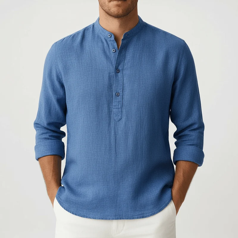 Sven | Herren Sommer Leinen Henleyshirt