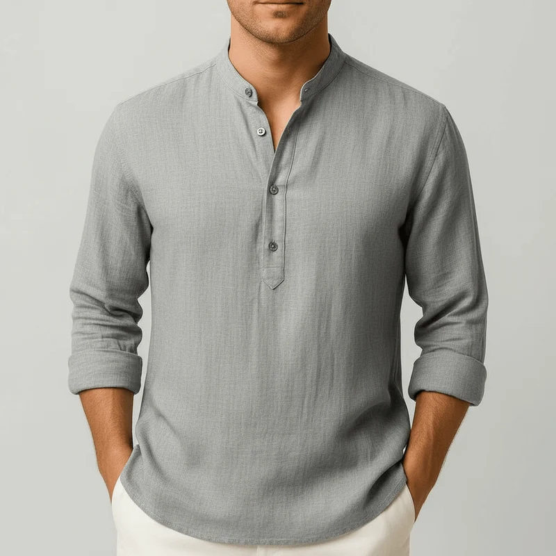 Sven | Herren Sommer Leinen Henleyshirt